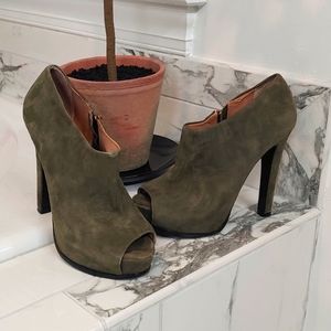 Open toe 5 inch Olive Green heels